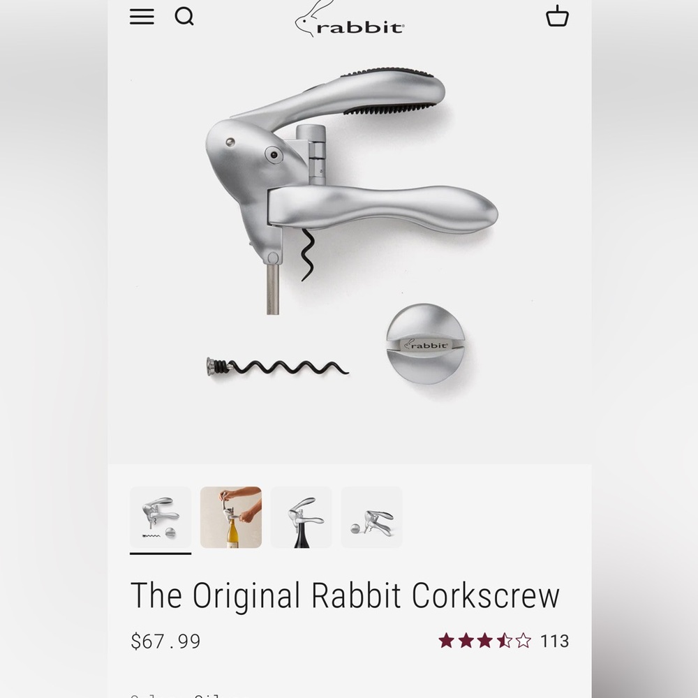 Rabbit Premium Silver Corkscrew
